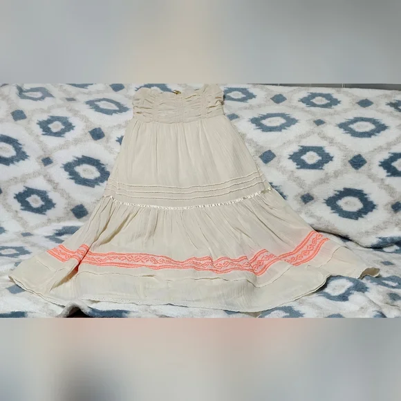 Free People Ivory Strapless Smocked Gauze Maxi Dress Size Small Petite - Picture 2 of 9